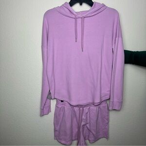 Victoria’s Secret Women’s Purple Pullover Hoodie and Shorts Lounge Set
